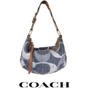 Coach Blue and Brown Shoulder Bag